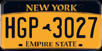 NY license plate HGP3027