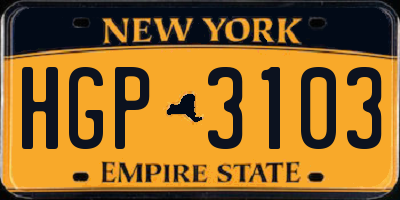 NY license plate HGP3103