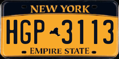 NY license plate HGP3113