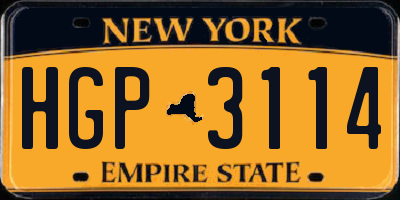 NY license plate HGP3114