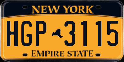 NY license plate HGP3115