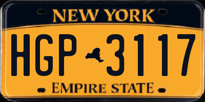 NY license plate HGP3117