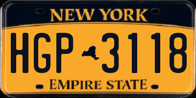 NY license plate HGP3118