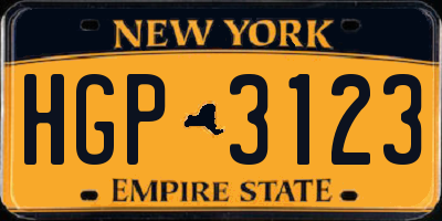 NY license plate HGP3123