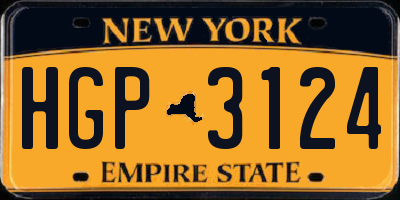 NY license plate HGP3124