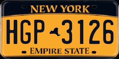 NY license plate HGP3126