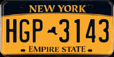 NY license plate HGP3143