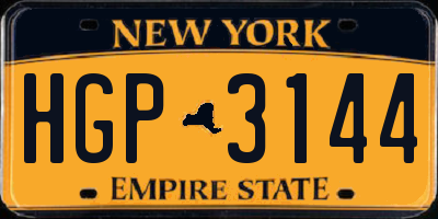 NY license plate HGP3144