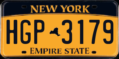 NY license plate HGP3179