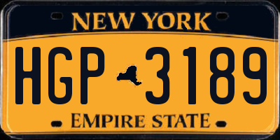 NY license plate HGP3189