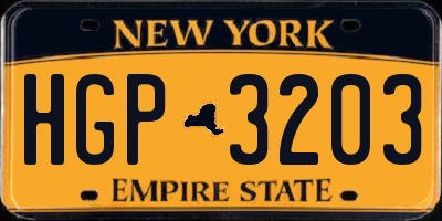 NY license plate HGP3203