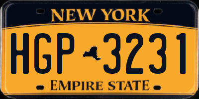 NY license plate HGP3231