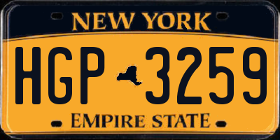 NY license plate HGP3259