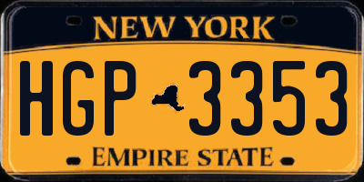 NY license plate HGP3353