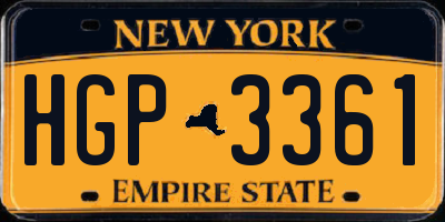 NY license plate HGP3361