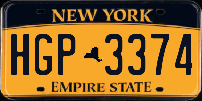 NY license plate HGP3374