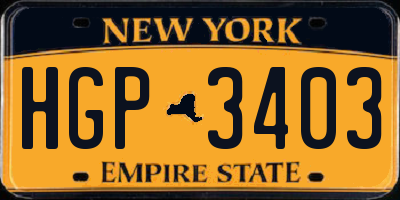 NY license plate HGP3403