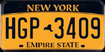 NY license plate HGP3409