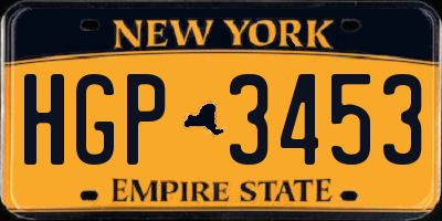 NY license plate HGP3453