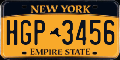 NY license plate HGP3456