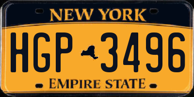 NY license plate HGP3496