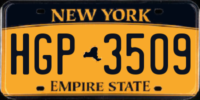 NY license plate HGP3509