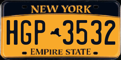 NY license plate HGP3532