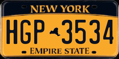 NY license plate HGP3534