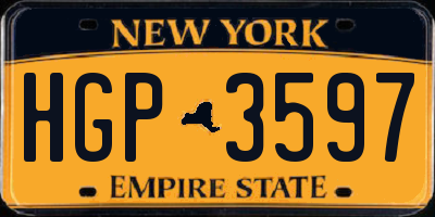 NY license plate HGP3597