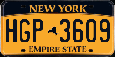 NY license plate HGP3609