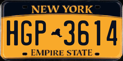 NY license plate HGP3614