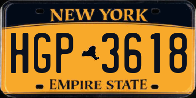 NY license plate HGP3618