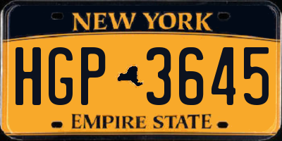 NY license plate HGP3645