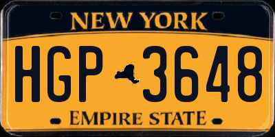 NY license plate HGP3648
