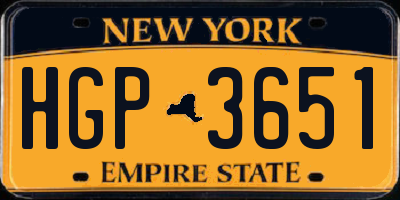 NY license plate HGP3651