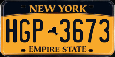 NY license plate HGP3673