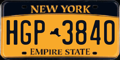 NY license plate HGP3840