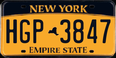 NY license plate HGP3847