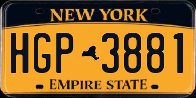 NY license plate HGP3881