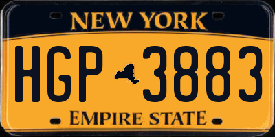 NY license plate HGP3883