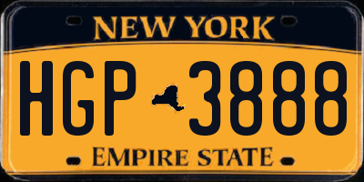 NY license plate HGP3888