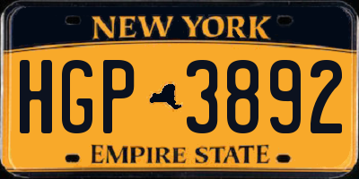 NY license plate HGP3892