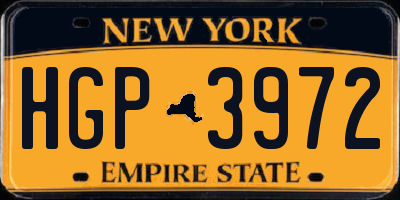 NY license plate HGP3972