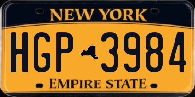 NY license plate HGP3984