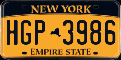 NY license plate HGP3986