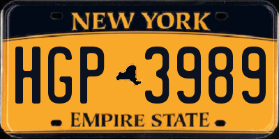 NY license plate HGP3989