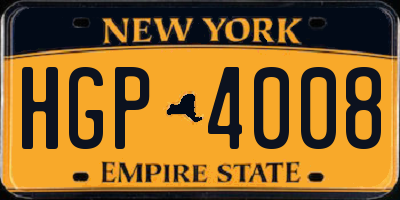 NY license plate HGP4008