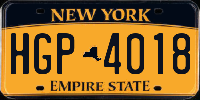 NY license plate HGP4018