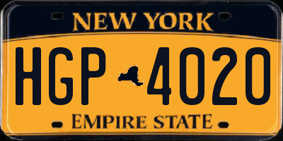 NY license plate HGP4020