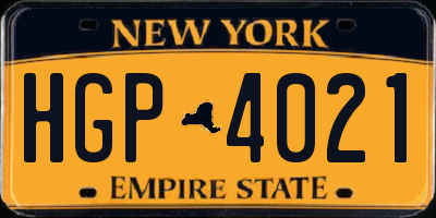 NY license plate HGP4021